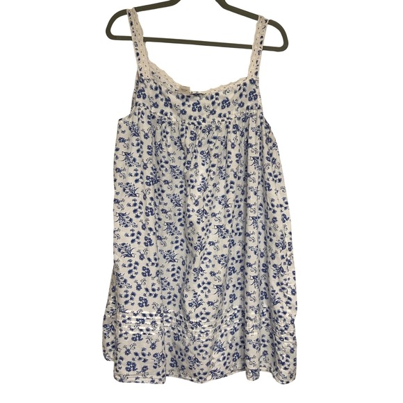 Adonna Floral Cotton Nightgown Lace Trim Sleeveless Sleep Dress XL - Picture 4 of 8
